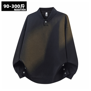 秋冬季大码V领卫衣男款宽松休闲长袖上衣加肥加大胖子百搭卫衣男