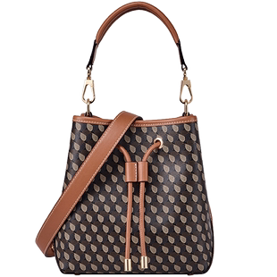 迪桑娜女包幸运锦囊老花手提包单肩斜挎包大容量通勤菜篮子水桶包