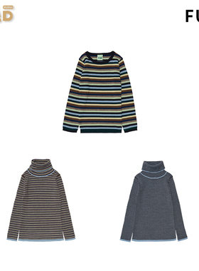 现货 FUB 2023AW 秋冬新款童装 高领条纹针织衫