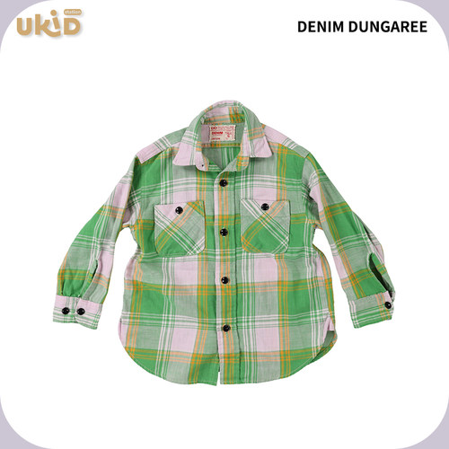 现货 DENIM DUNGAREE 2023SS 春夏新款童装 格纹衬衫