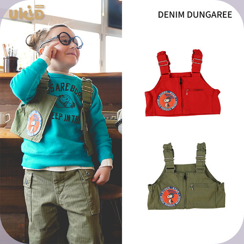 现货 DENIM DUNGAREE新款儿童装限定口袋马甲