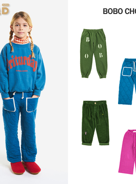 现货 BOBO CHOSES 秋冬新款 字母卫裤棉裤阔腿裤灯芯绒长裤