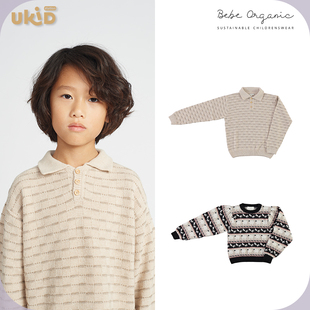 BEBE 秋冬新款 ORGANIC 童装 翻领复古毛衣 2023AW 现货