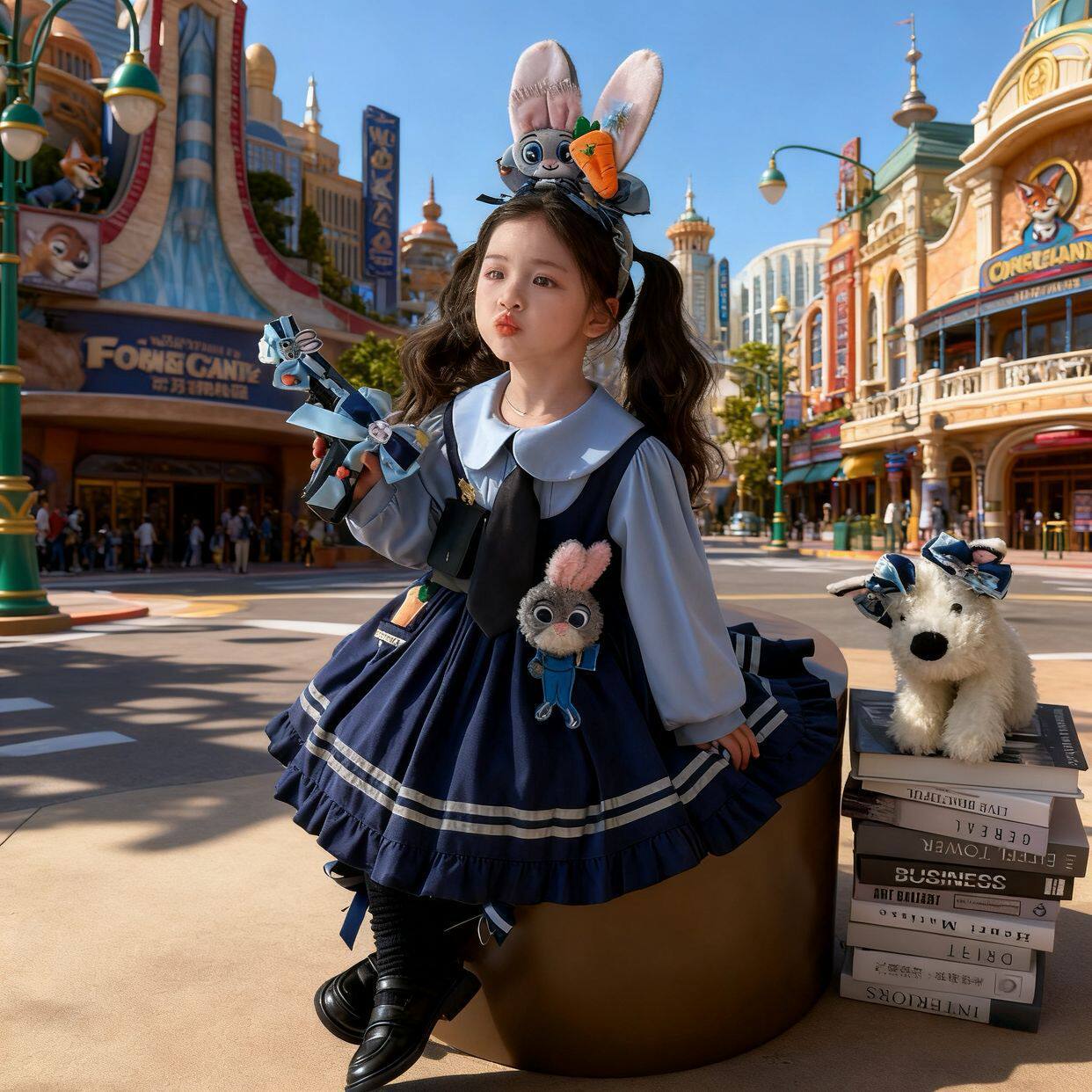 朱迪兔子圆顶儿童礼帽疯狂动物城兔子警官帽子成人发饰头饰遮阳帽