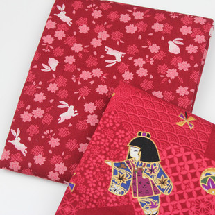 娃娃兔子 清仓做包和服和风手工薄布料烫金日本进口纯棉 88元 包邮