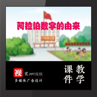 数学与生活故事PPT课件模板课前演讲背景低段阿拉伯数字由来
