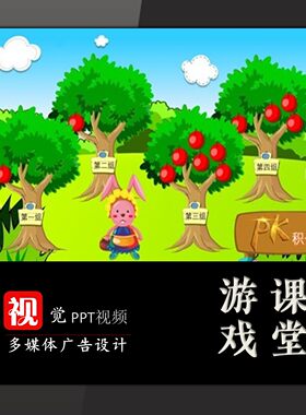 PK积分计分PPT游戏模板苹果树评比游戏互动趣味课堂触发器