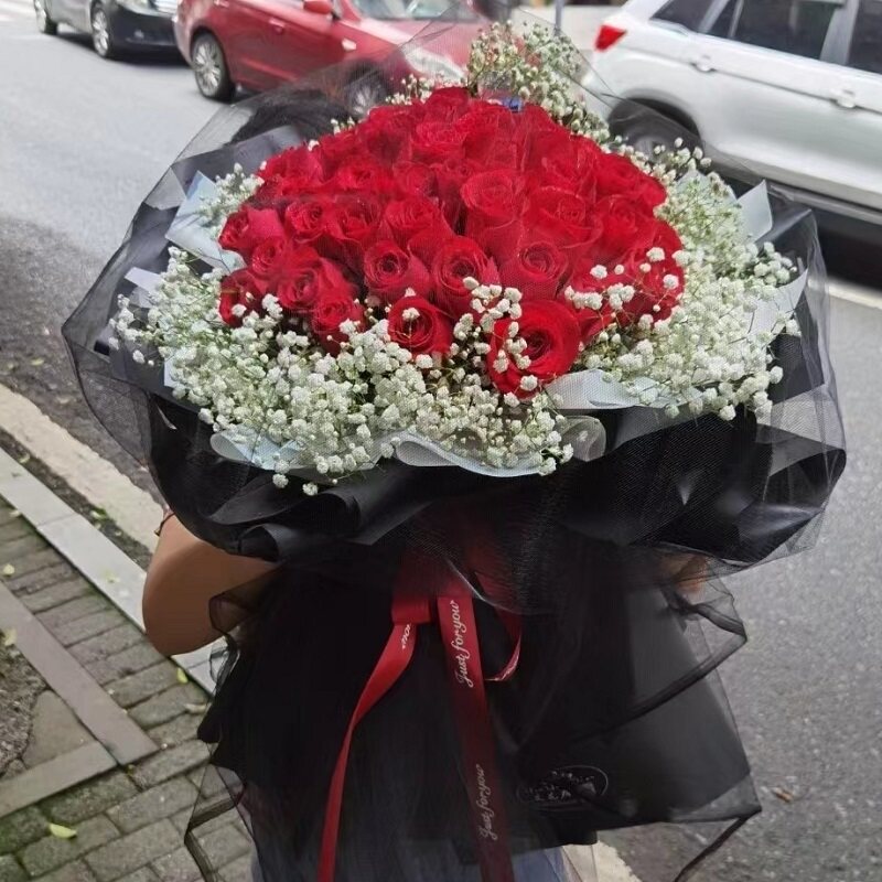 长沙市鲜花店速递礼物送生日粉红玫瑰束18芙蓉开福浏阳望城宁乡县