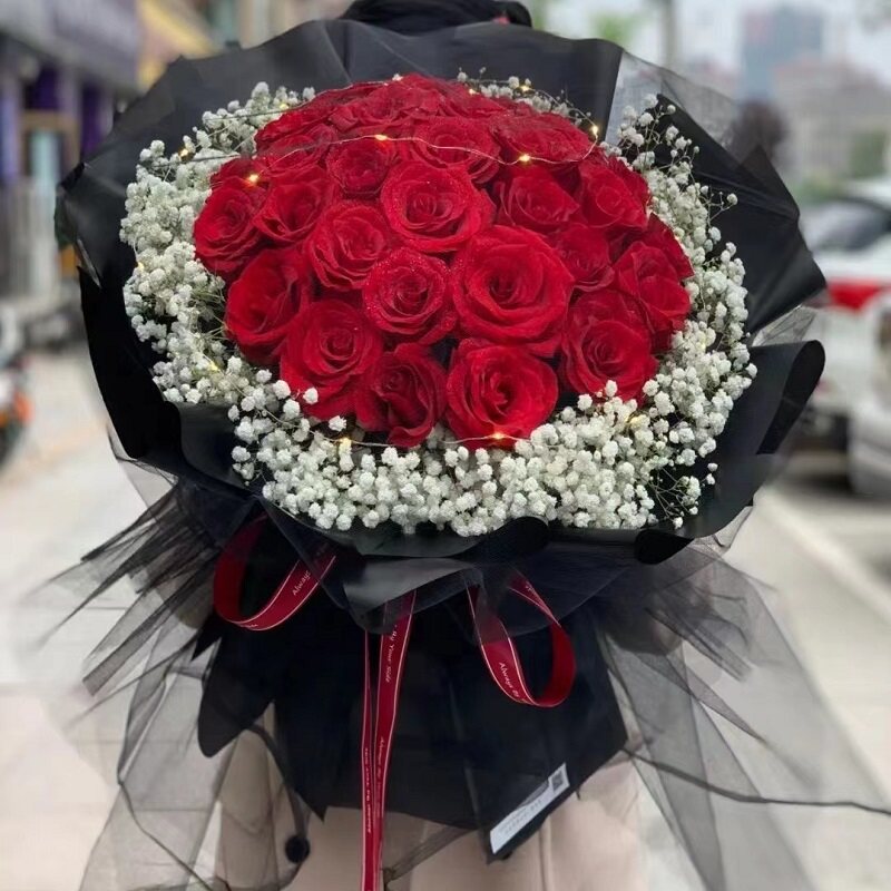 楚雄州市鲜花店速递礼物送生日粉红玫瑰束1双柏牟定南华大姚安县