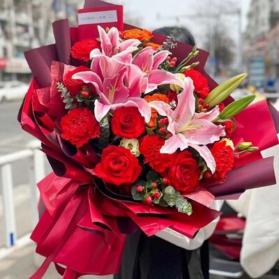 承德市鲜花店速递礼物送生日粉红玫瑰束18双桥兴泉滦平隆化丰宁县