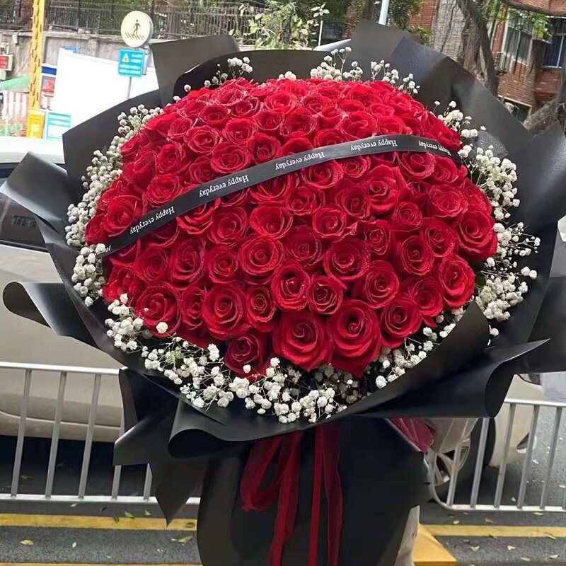 淄博市花店生日鲜花束表白红粉玫瑰1张店临淄川山周村桓台高青