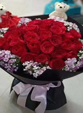 娄底市鲜花店速递礼物送生日粉粉红玫瑰束18冷水江涟源新化双峰县