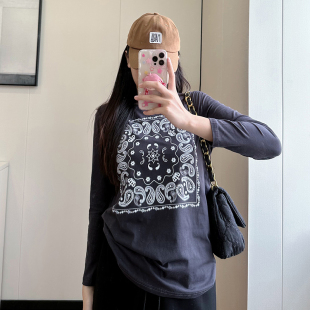 t恤打底衫 印花长袖 早秋胖妹妹显瘦百搭减龄上衣 女装 COCO微胖大码