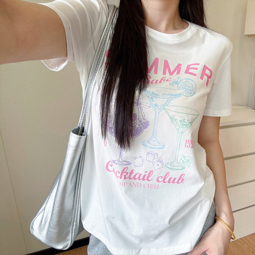 COCO胖mm短袖T恤女夏季薄款宽松显瘦大码遮肚透气字母印花上衣ins