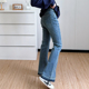 COCO大码 女200斤潮 弹力高腰显瘦喇叭牛仔裤 微喇裤 女2025秋冬新款