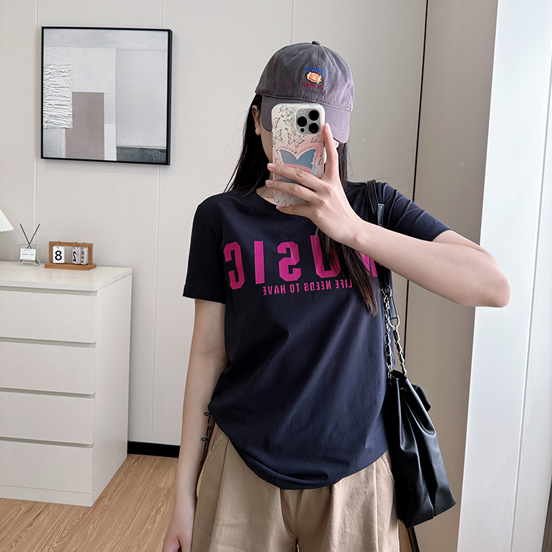 COCO微胖mm大码字母印花短袖t恤女2023新款宽松潮牌夏季大码女装