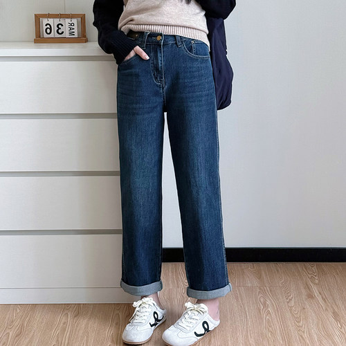 COCO微胖大码牛仔裤女胖mm阔腿裤2025新款直筒裤宽松高腰显瘦裤子