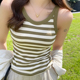 条纹吊带小背心女士春夏内搭带胸垫一体2026新款 外穿打底纯棉上衣