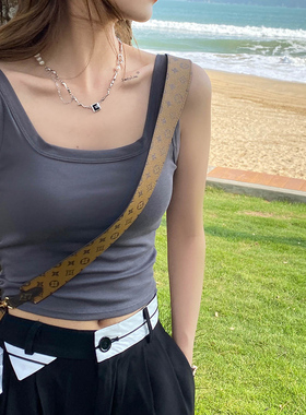 灰色美背打底小背心女内搭2026夏工字吊带外穿带胸垫一体短款上衣