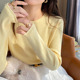 女内搭2025秋冬季 新款 宽松薄款 黄色低圆领打底衫 毛衣长袖 针织上衣