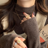 磨毛加绒加厚修身 美拉德穿搭秋冬半高领打底衫 女内搭2025新款 上衣