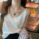 白色V领小吊带打底背心女内搭春夏新款 大码 胖mm遮肚宽松上衣外穿