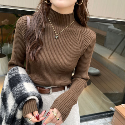 修身百搭半高领针织打底衫