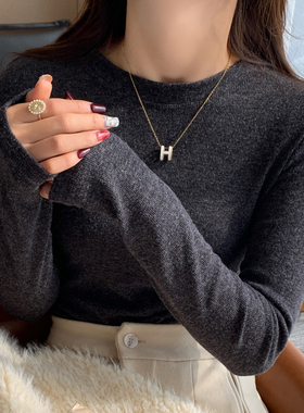 深灰色高级感磨毛加绒长袖打底衫女内搭2026春新款莫代尔修身上衣