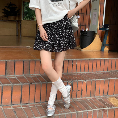 碎花高腰A字半身裙女短裙