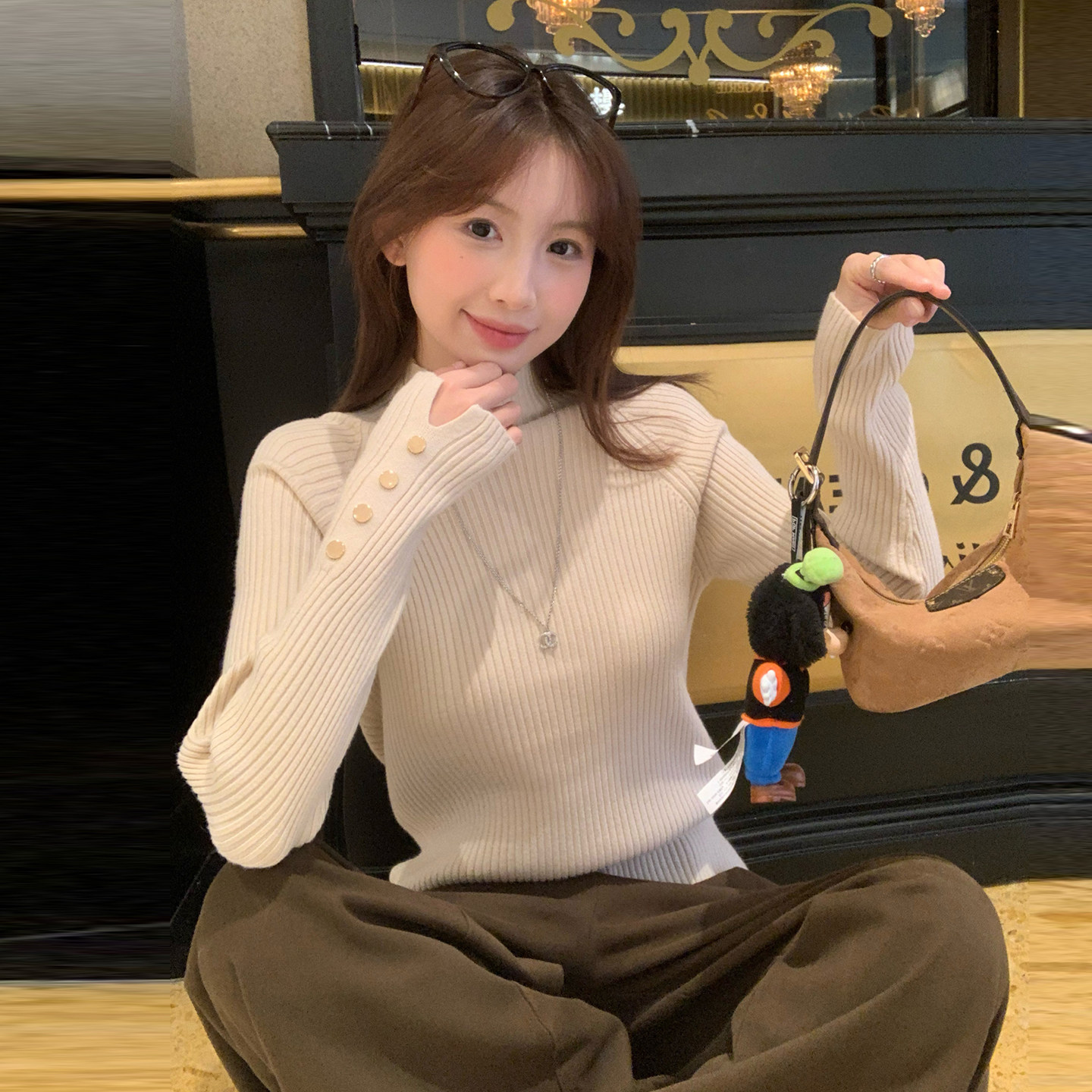 龙妹家半高领打底衫毛衣女内搭2025冬新款韩系穿搭巨好看针织上衣,女装/女士精品,毛针织衫,淘宝优惠券,粉丝福利购,淘宝优惠卷