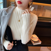 软糯温柔毛衣女秋冬2025新款 水貂绒针织半高领内搭加绒加厚打底衫