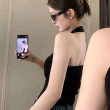 黑色针织挂脖背心高级感女内搭2025夏新款小吊带打底美背上衣外穿