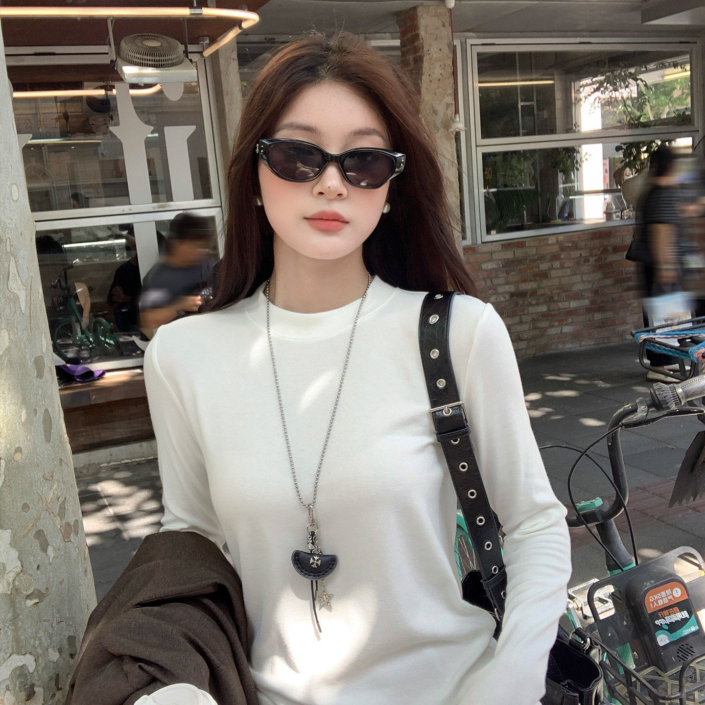 秋冬新款圆领打底衫女内搭上衣