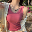 大码 粉色纯棉工字吊带女内搭2025夏新款 背心宽肩遮副乳打底小上衣