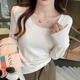 t恤女2026春装 新款 内搭修身 白色圆领长袖 显瘦高级感薄款 打底上衣