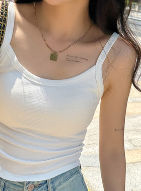 白色吊带小背心女夏2026新款绝美带胸垫打底内搭美背外穿无袖上衣