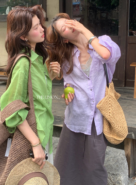 龙妹紫色防晒衬衫女2026春夏季新款宽松显瘦薄款衬衣长袖外套上衣