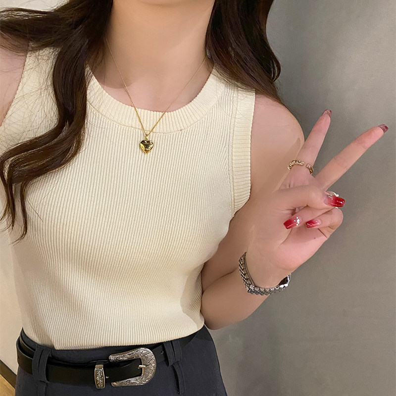 杏色针织吊带小背心女2026春夏新款西装内搭打底遮副乳可外穿上衣