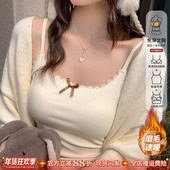 杏色内搭打底背心女2026春季 新款 蕾丝吊带内衣带胸垫加绒保暖上衣