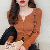 2026新款 女春装 v领薄款 开衫 内搭上衣 长袖 毛衣外套修身 针织打底衫