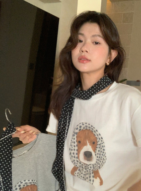 龙妹白色印花短袖T恤女2026春夏新款韩系穿搭宽松显瘦巨好看上衣