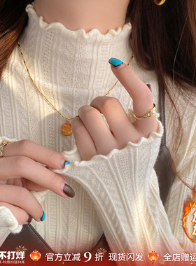 白色打底衫女秋冬季内搭2025新款半高领木耳边针织上衣高级感毛衣