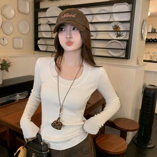 龙妹白色低领羊绒打底衫女内搭外穿毛衣春季新款好看针织修身上衣