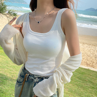 白色吊带背心女士西装 外穿带胸垫美背打底上衣 内搭2025春夏季 新款