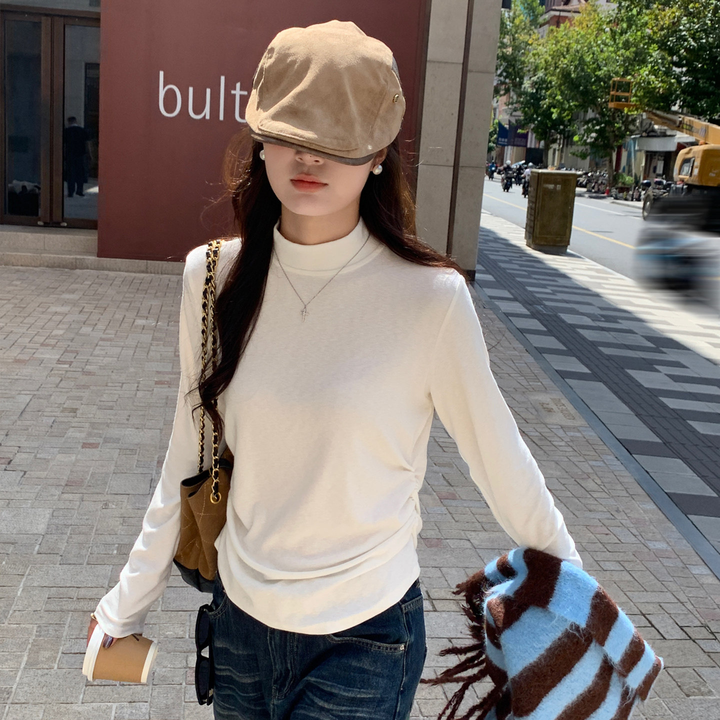 龙妹家白色半高领长袖打底衫女内搭2025秋冬新款T恤收腰修身上衣,女装/女士精品,T恤,淘宝优惠券,粉丝福利购,淘宝优惠卷