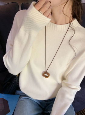 白色加厚针织羊绒打底衫毛衣女内搭2025新款冬季韩系穿搭气质上衣