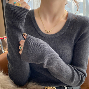 龙妹家灰色针织打底衫毛衣女内搭2025新款秋冬高级感穿搭气质上衣