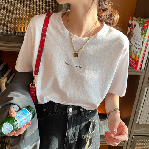 夏季新款冰丝宽松简约短袖女
