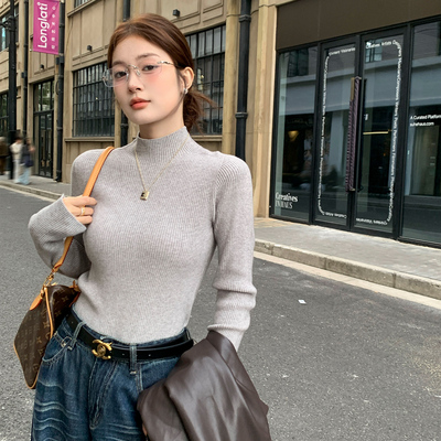 【气质半高领针织毛衣】修身显瘦