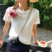 上衣 春夏韩系正肩显瘦体恤白色修身 纯色T恤女圆领短袖 2026年新款